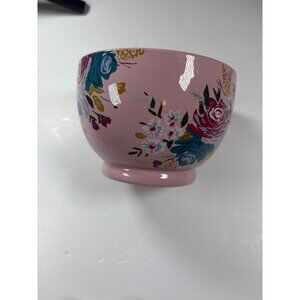 Matilda Jane Floral Ceramic Mug Pink With Yellow Polka Dot Interior 12 Oz